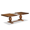 9-Piece Acacia Wood Dining Set with Removable Leaf Table and 8 Dark Grey PU Leather Chairs N761