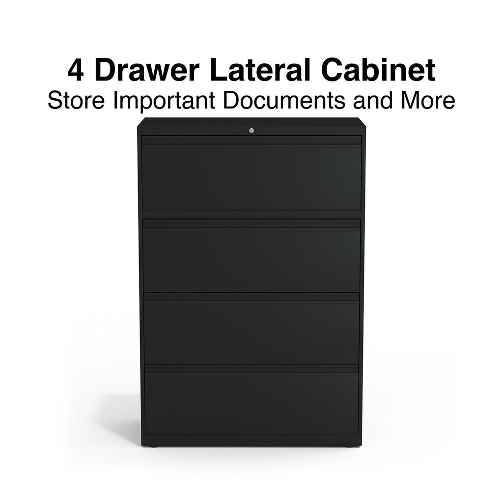 4 Drawer Black Lateral File Cabinet Q9407
