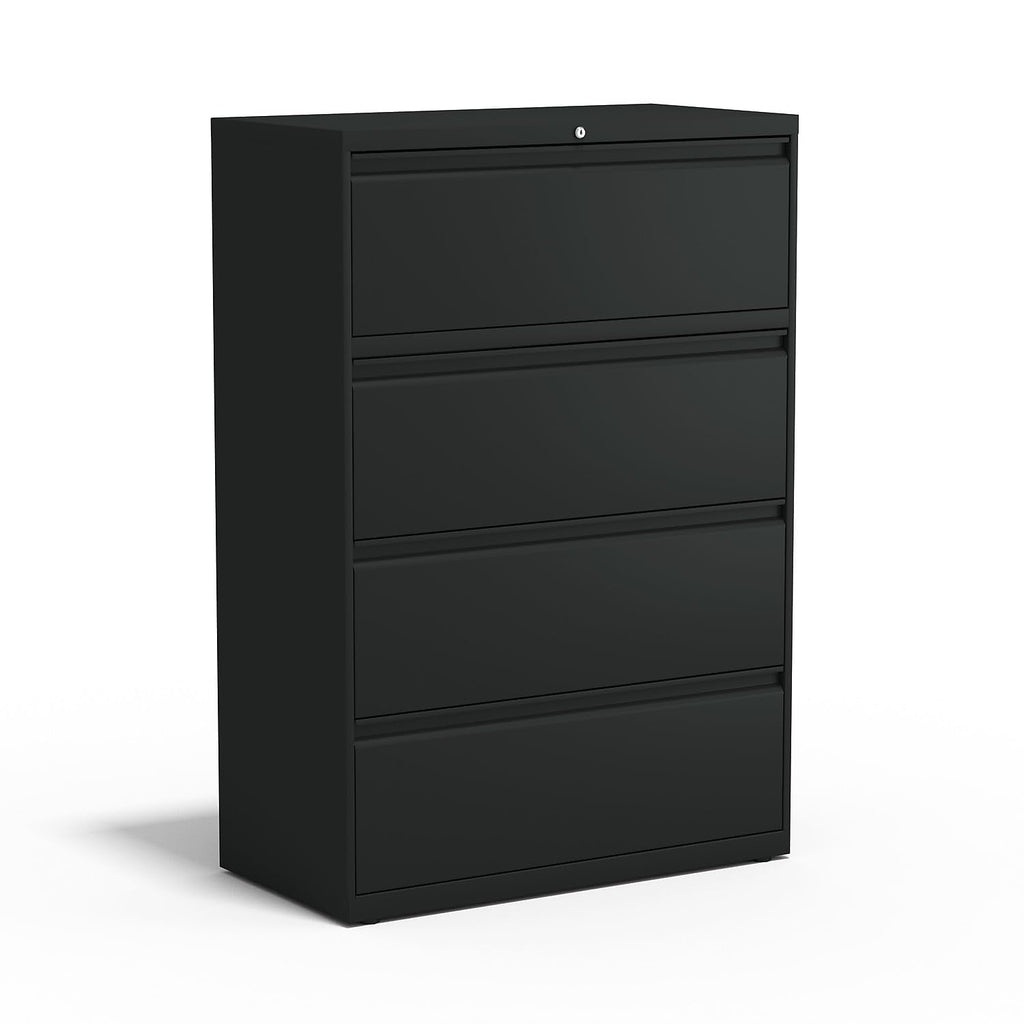 4 Drawer Black Lateral File Cabinet Q9407
