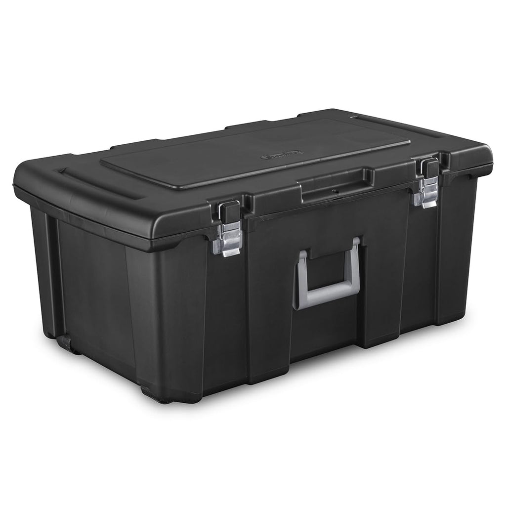 23 Gallon Lockable Storage Tote with Wheels Black S900