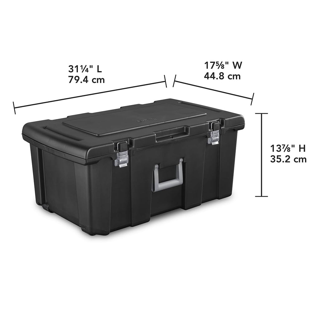 23 Gallon Lockable Storage Tote with Wheels Black S900