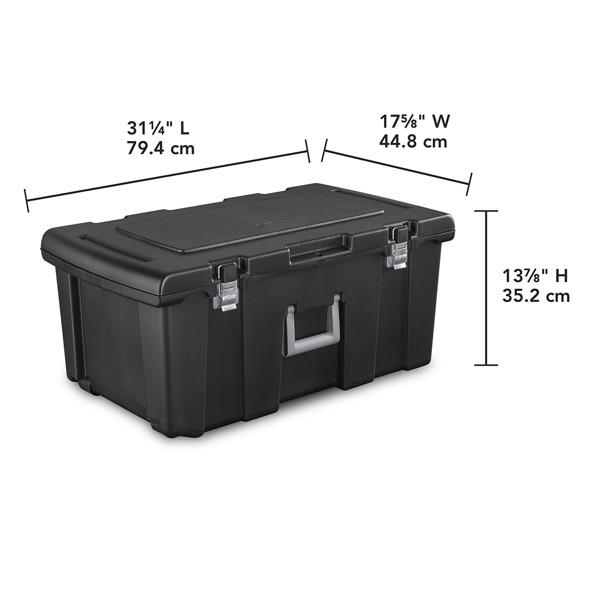 23 Gallon Lockable Storage Tote with Wheels Black S900