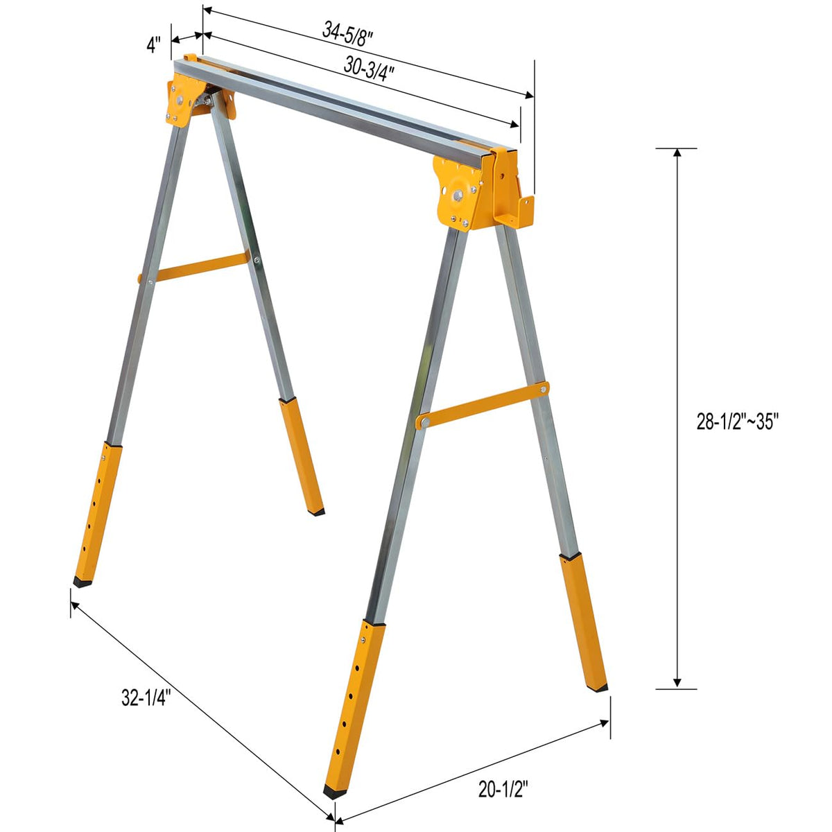 2 Pack Adjustable Height Folding Steel Sawhorse Y80529