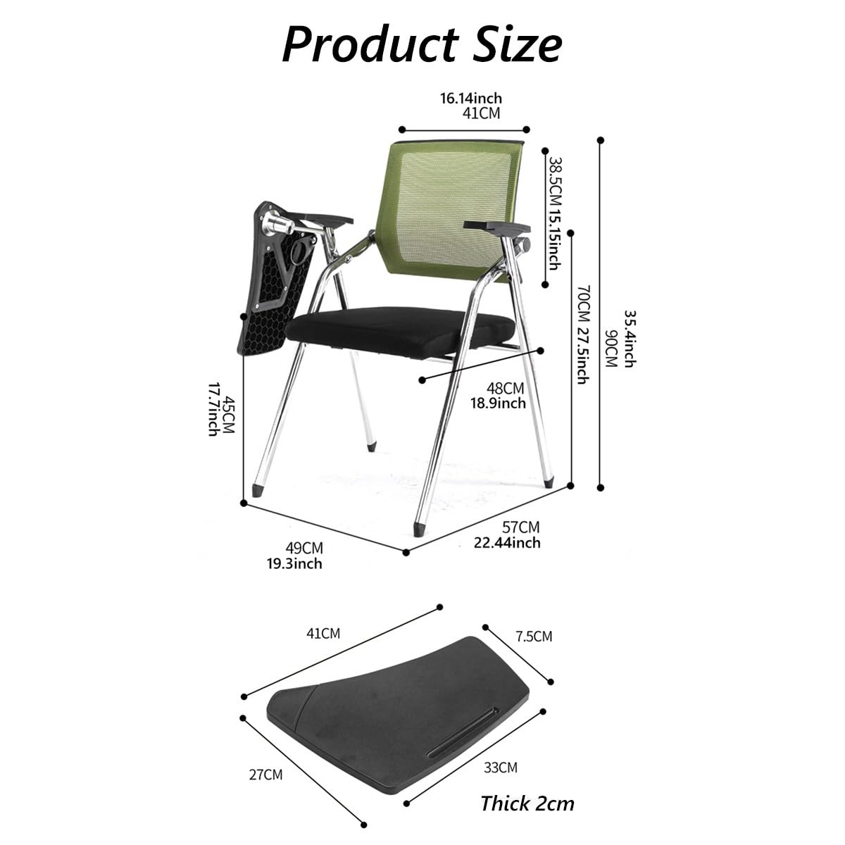 Orange Mesh Folding Stackable Chair with Writing Board R150