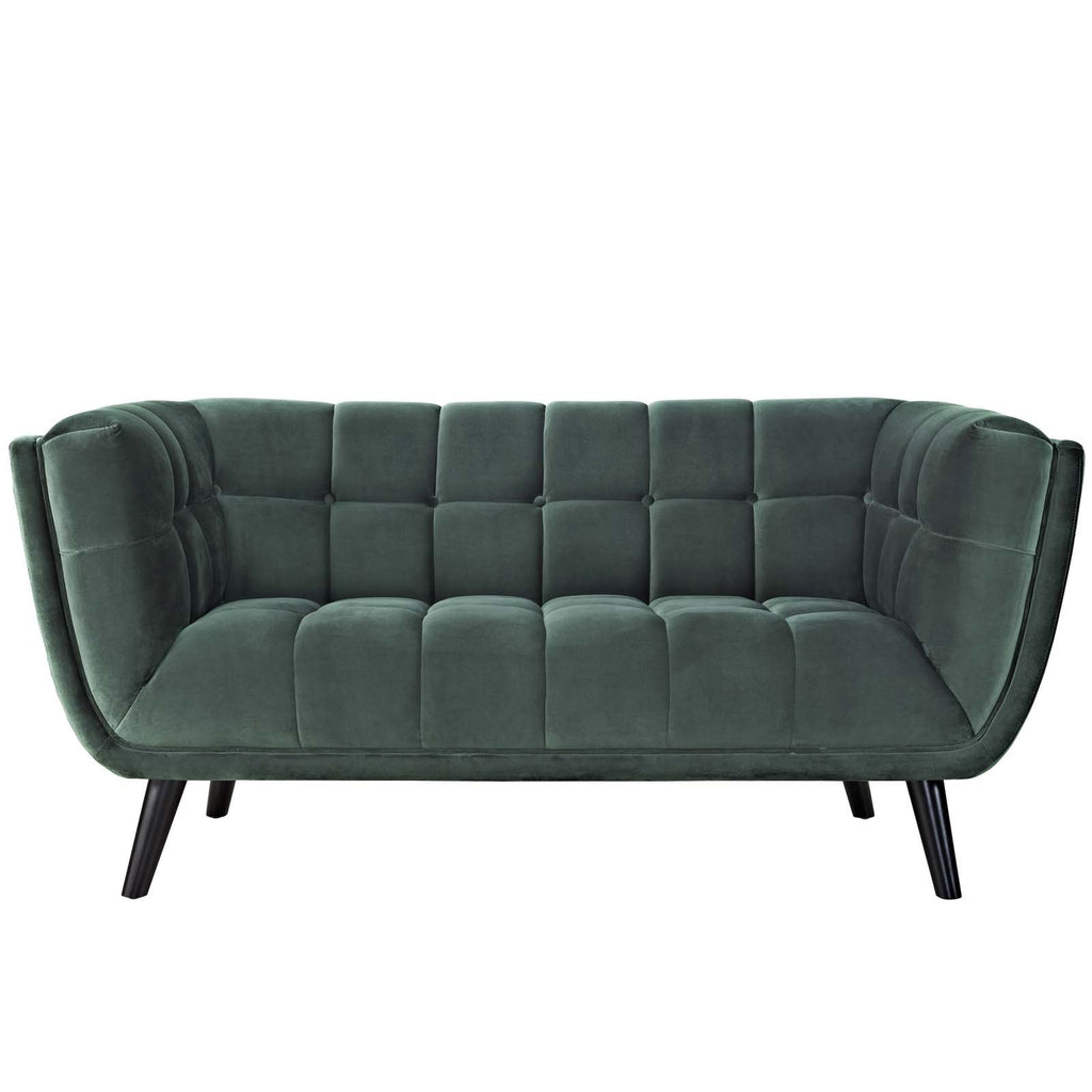 Green Velvet Button-Tufted Loveseat S795