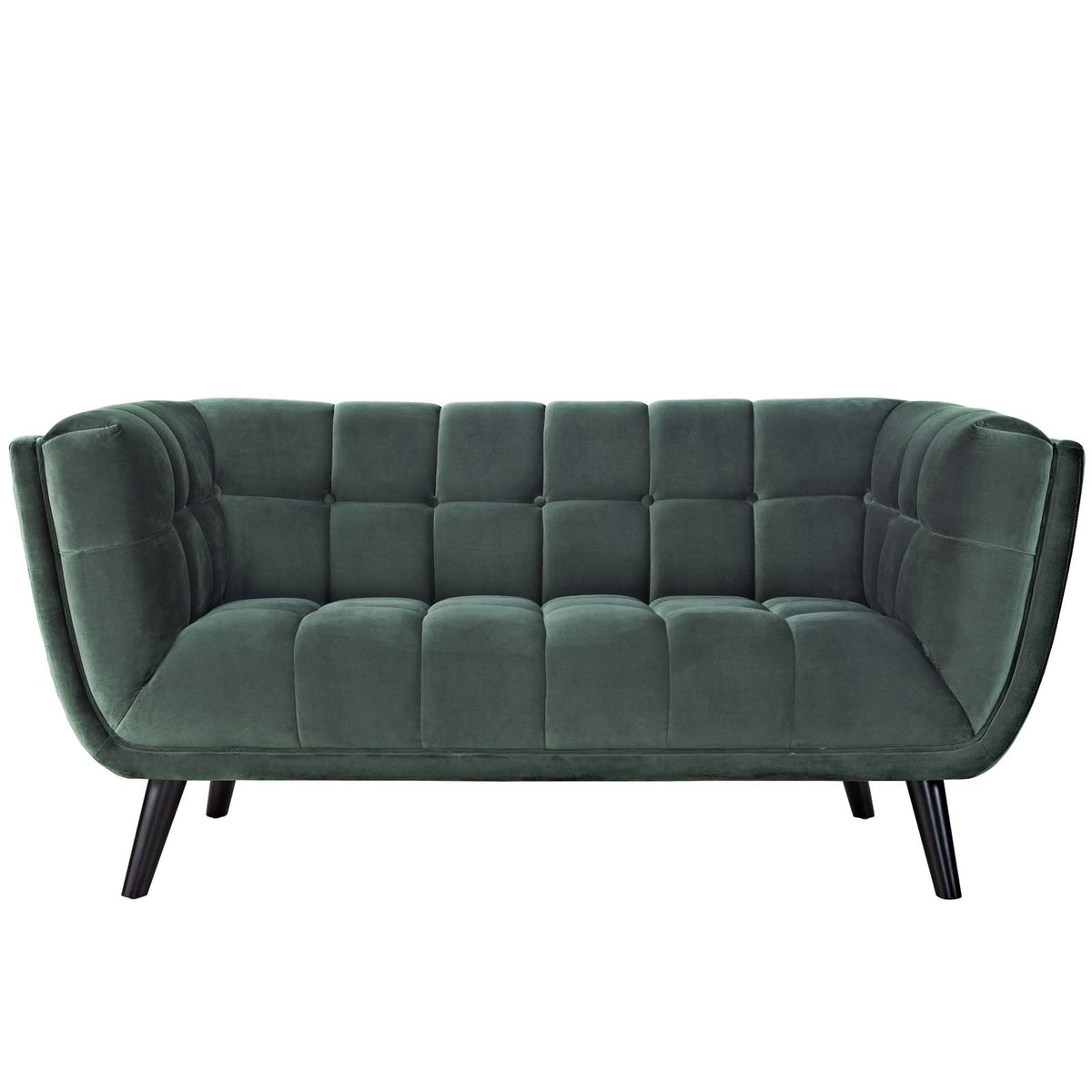 Green Velvet Button-Tufted Loveseat S795