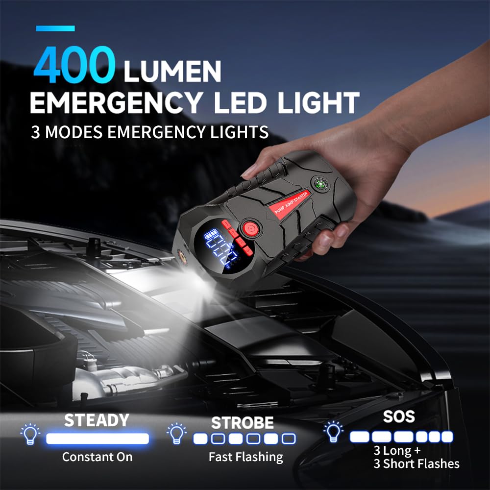 4-in-1 Car Battery Jump Starter with 150PSI Tire Inflator W668023