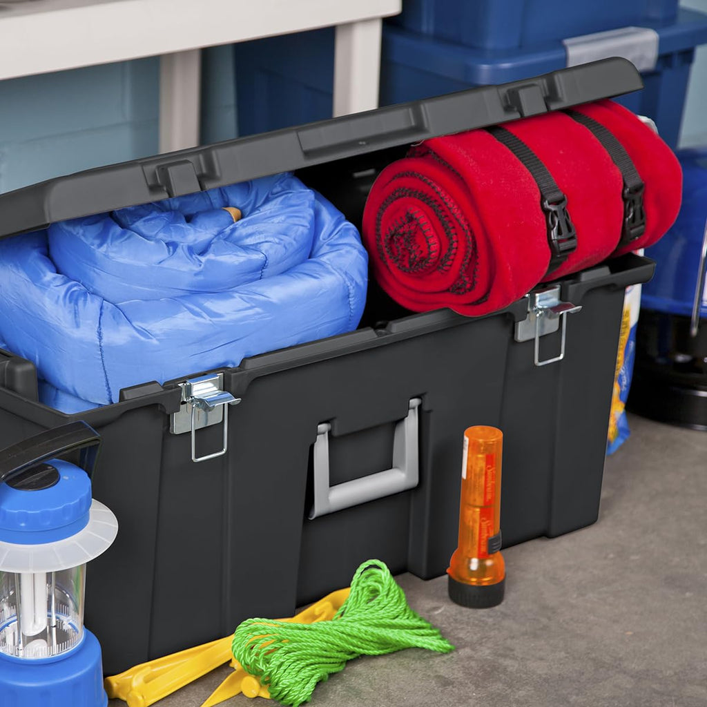 23 Gallon Lockable Storage Tote with Wheels Black S900
