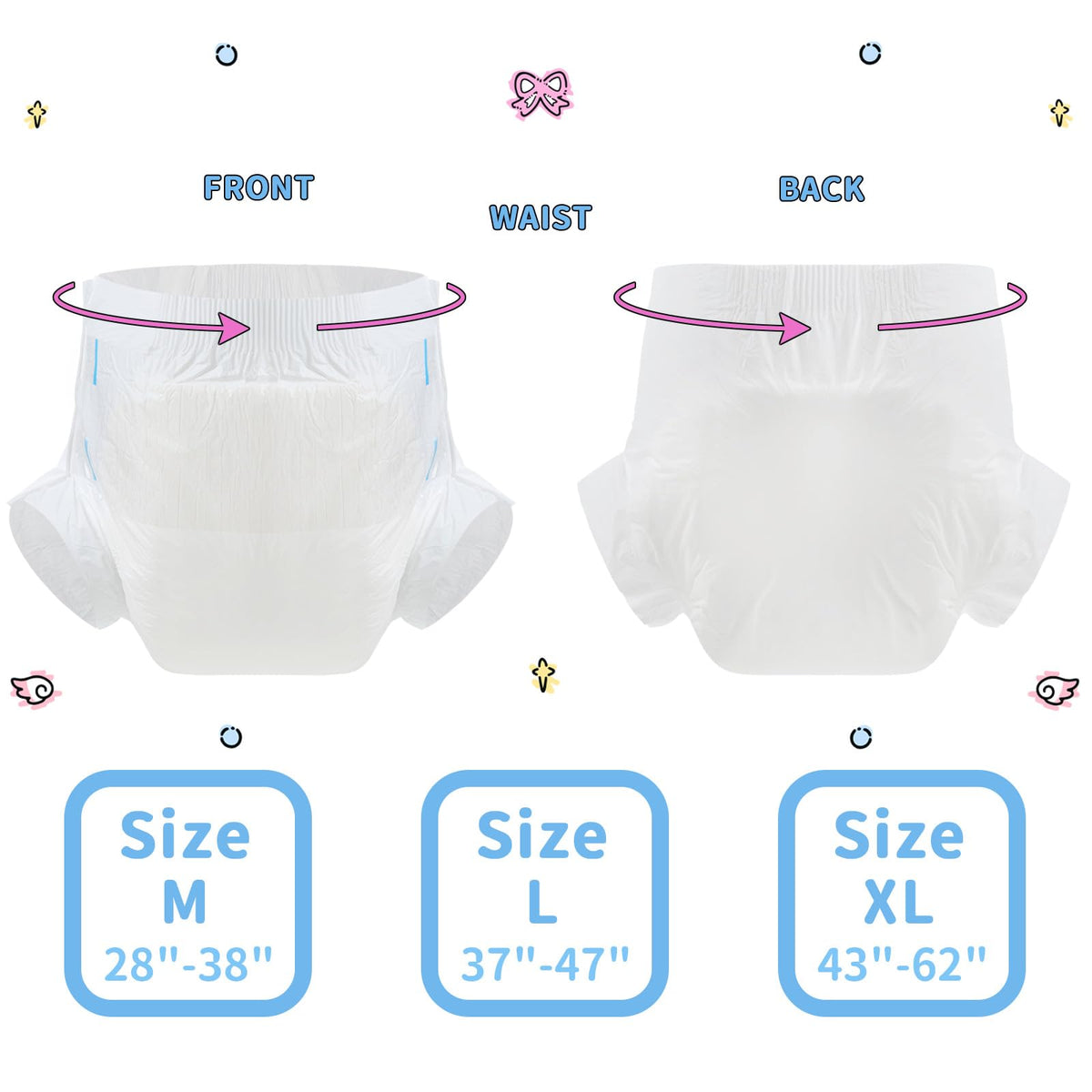 Diaper 10 Pieces Protective Underwear White 28"-38" A6997