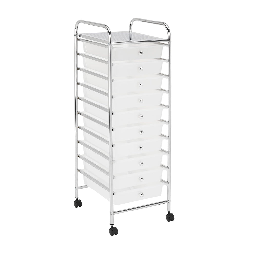 10 Drawer Mobile Cart White Chrome D710