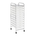 10 Drawer Mobile Cart White Chrome D710