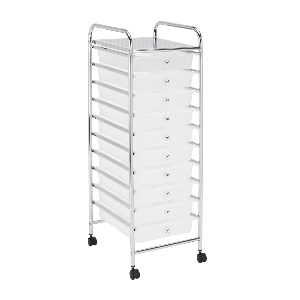 10 Drawer Mobile Cart White Chrome D710