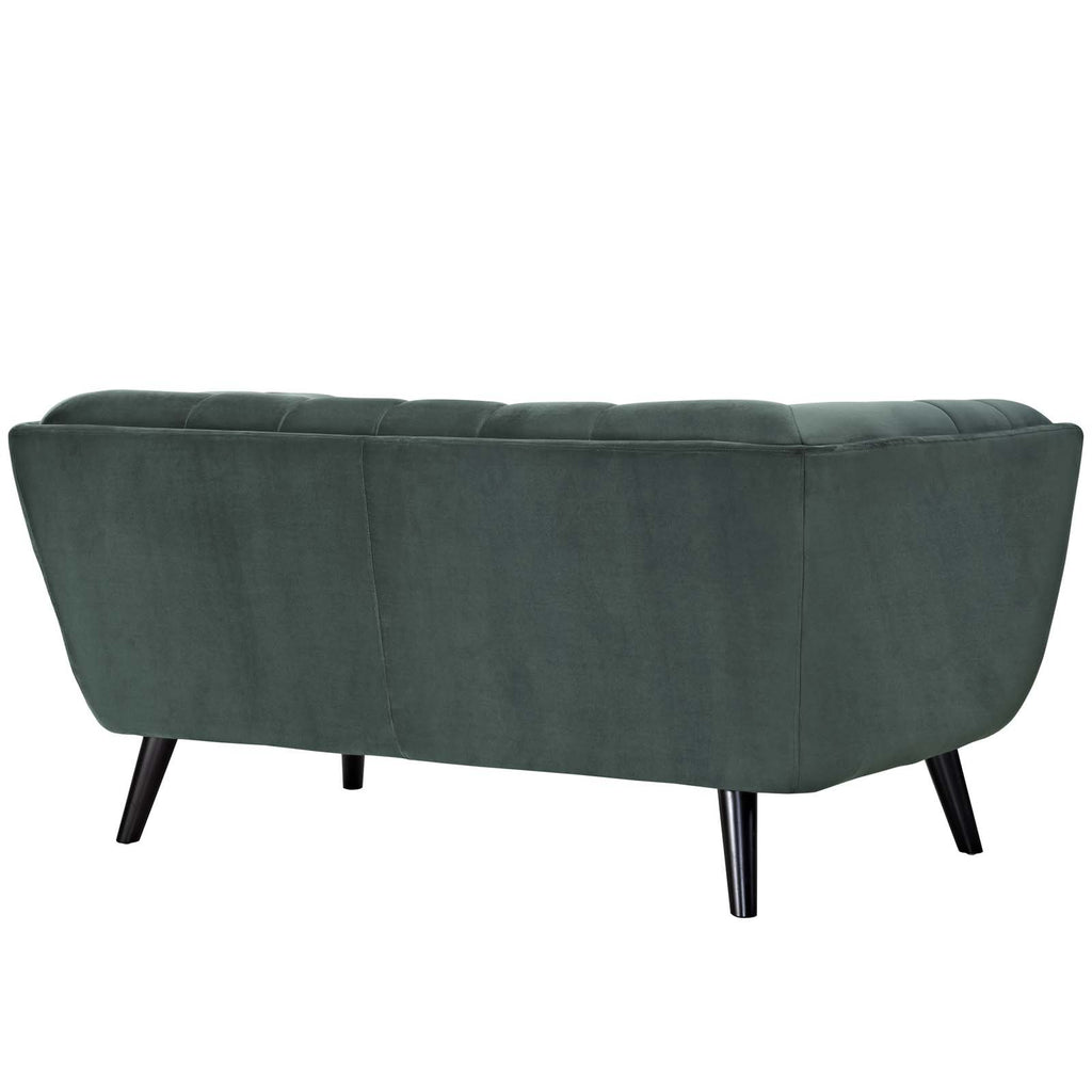 Green Velvet Button-Tufted Loveseat S795