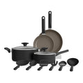 12 Piece Ceramic Nonstick Cookware Set Black I594