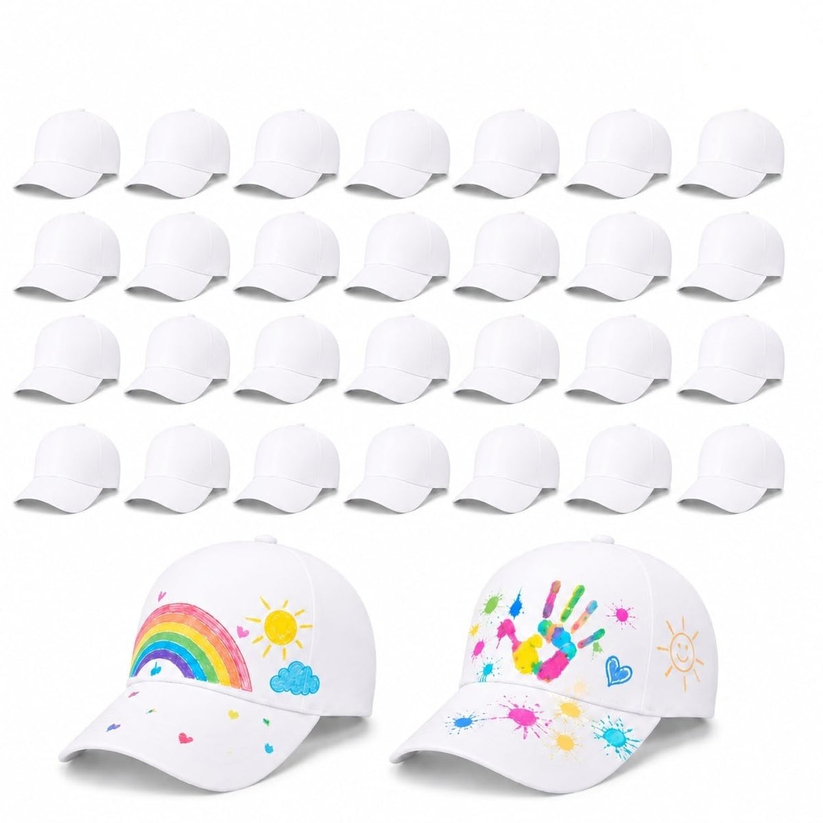 30 Pcs DIY Kids Baseball Caps Hats S1470