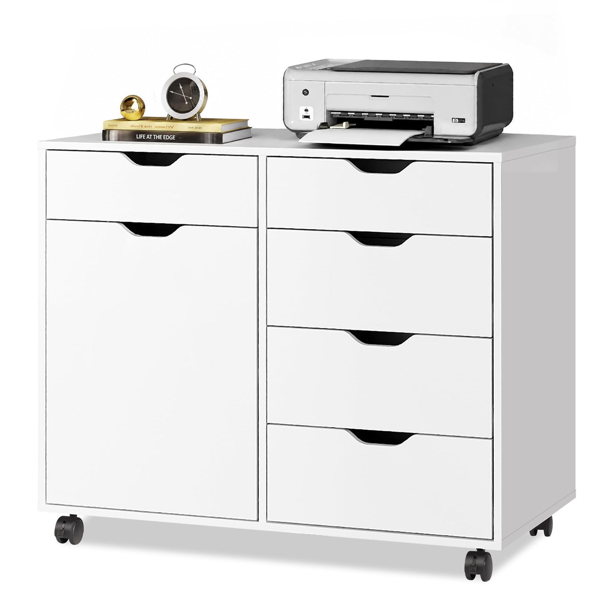 White 5 Drawer Wood Office Cabinet X5493