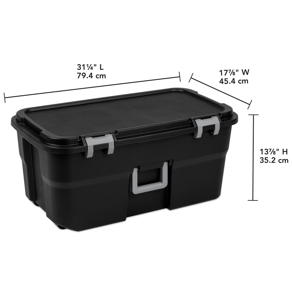 Black 22Gal Wheeled Lockable Storage Footlocker W8478