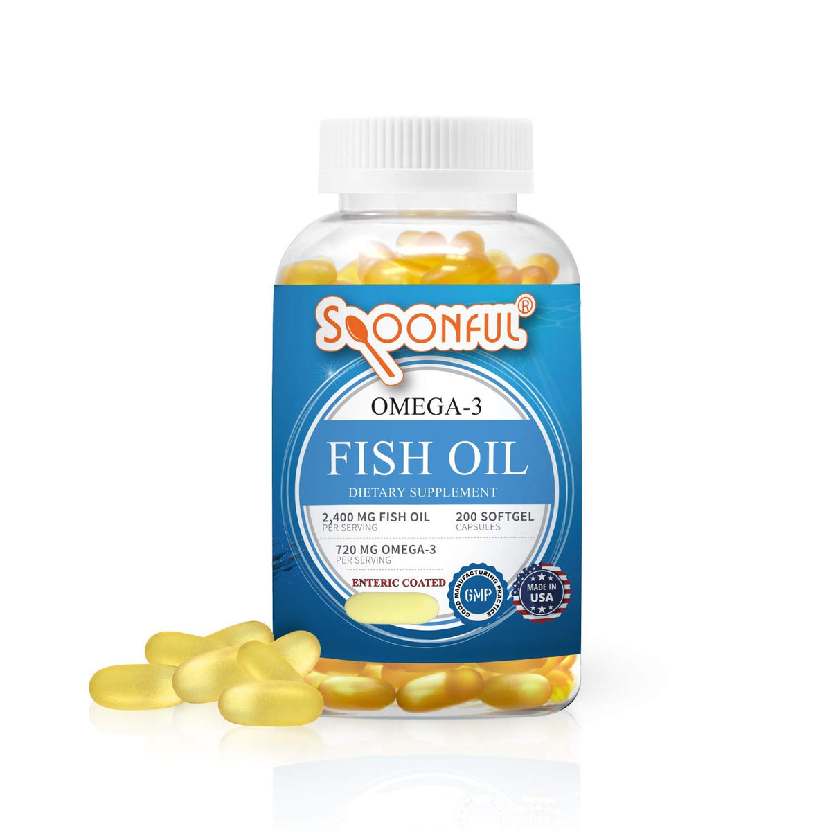 Omega 3 Fish Oil 2400mg 200 Capsules Softgel X6815