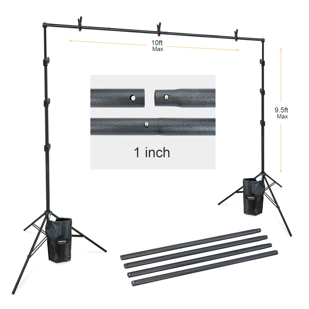 10Ft Adjustable Background Stand Backdrop Support System Kit with Carry Bag T4948
