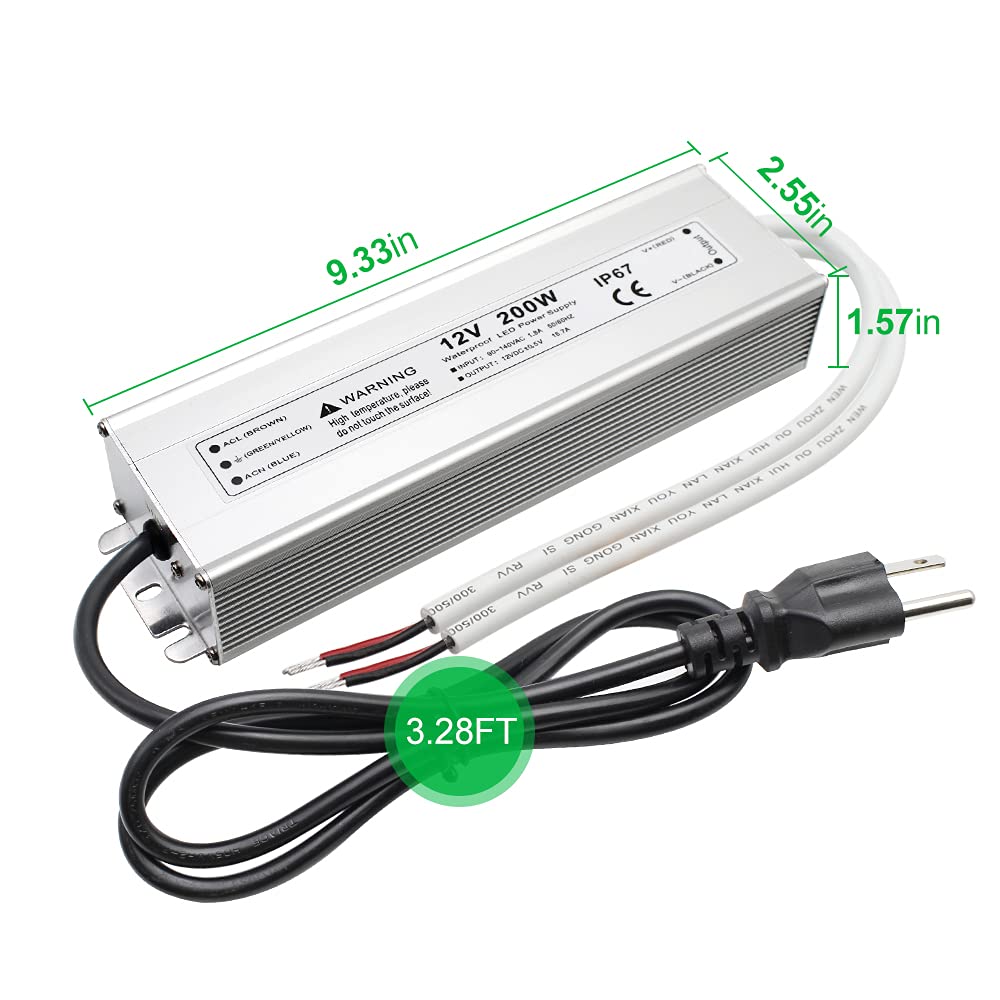 200W 12V LED Power Supply & 50FT 18 Gauge Wire Q621