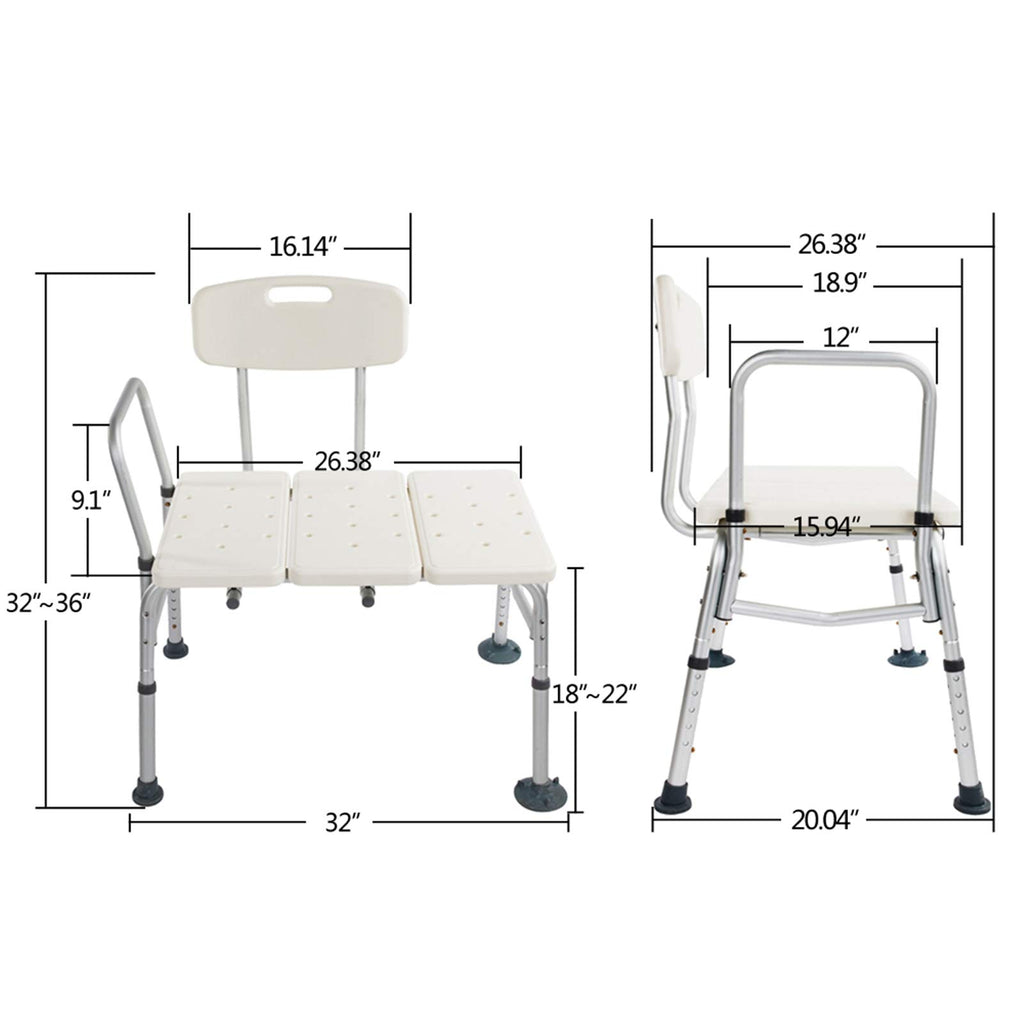 Shower Chair Bath Seat with Padded Armrests and Back D261