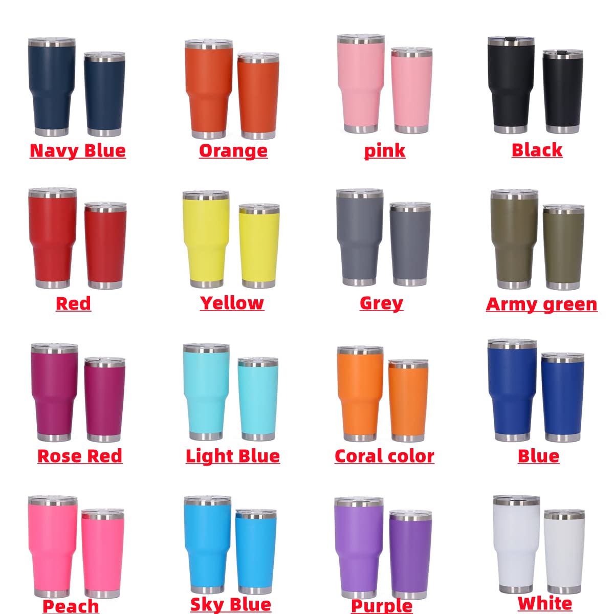 20oz/30oz Stainless Steel Tumbler with Lid & Straw Q263392