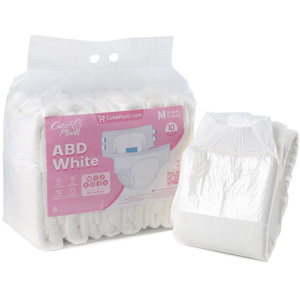 Diaper 10 Pieces Protective Underwear White 28"-38" A6997