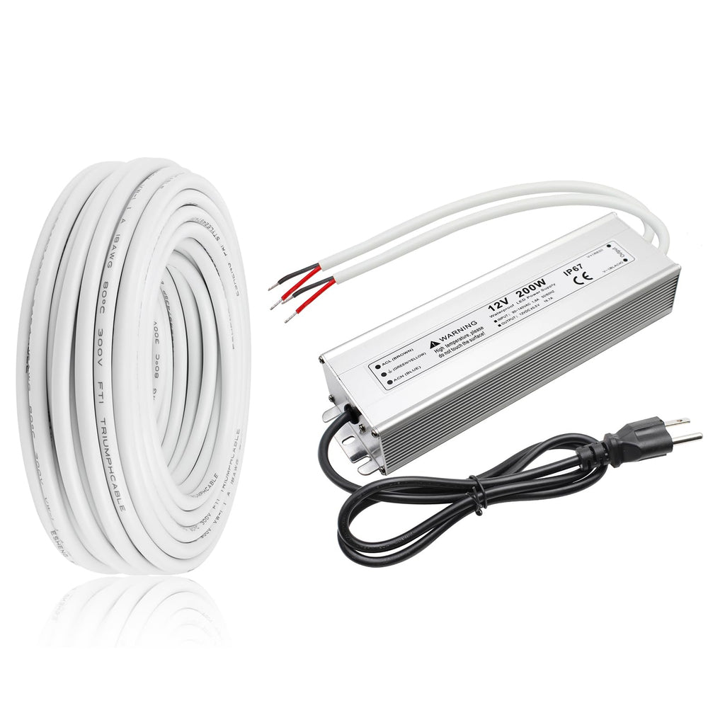 200W 12V LED Power Supply & 50FT 18 Gauge Wire Q621