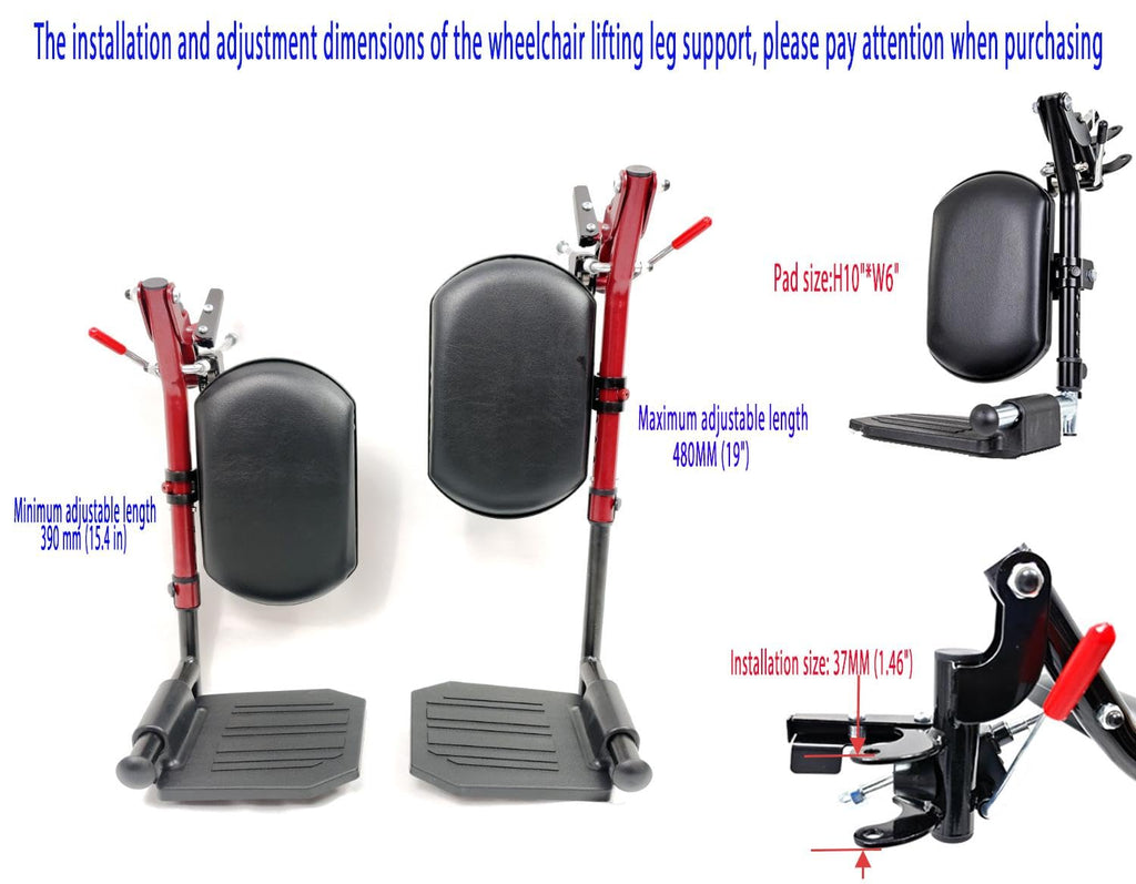 Red Wheelchair Elevating Leg Rests with Calf Pad B643375