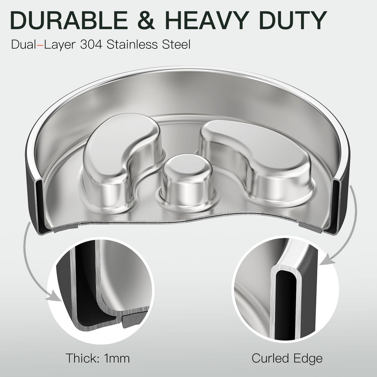 Slow Feeder Dog Bowl 304 Stainless Steel Non-Slip Z796745