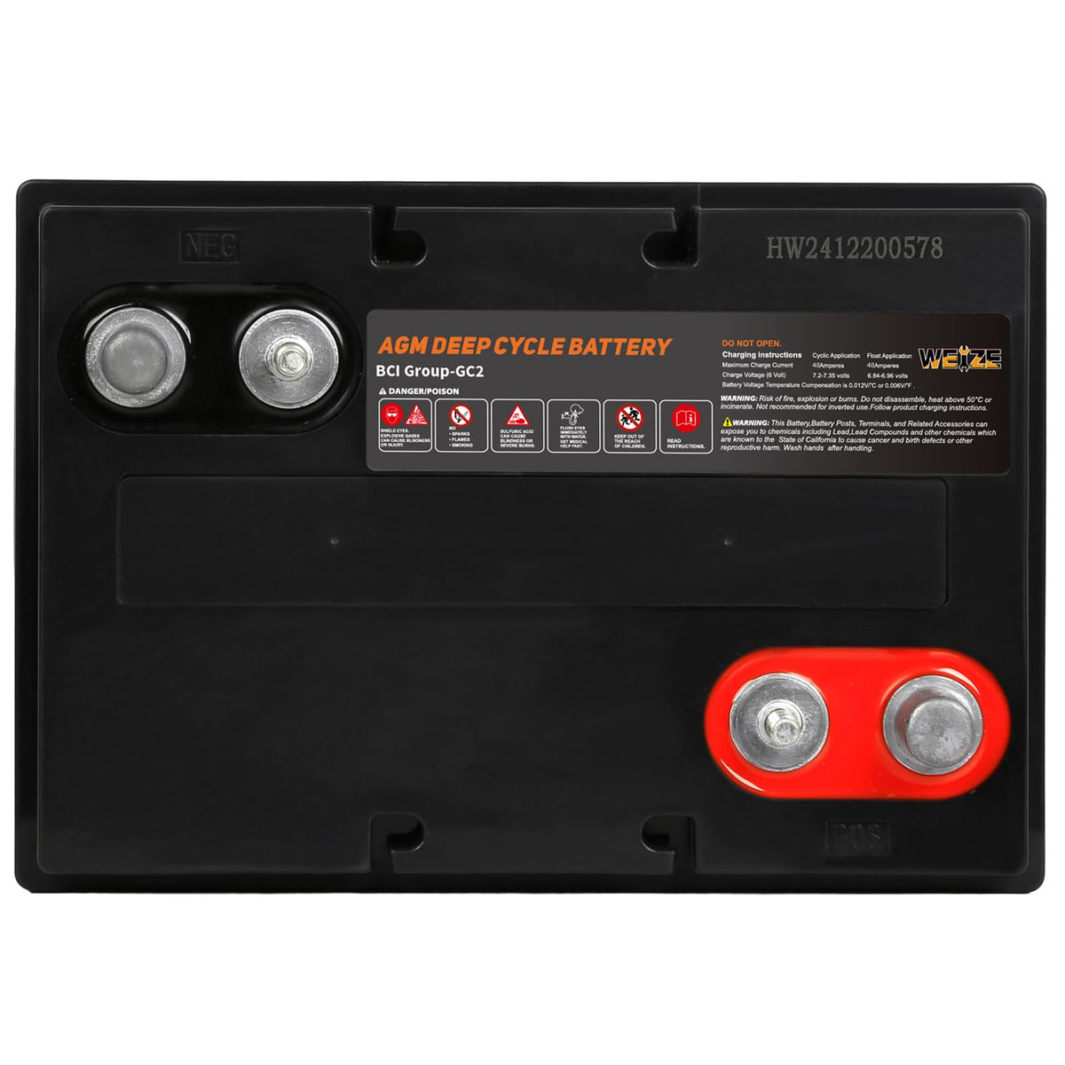 6V 240ah Deep Cycle AGM Battery T553