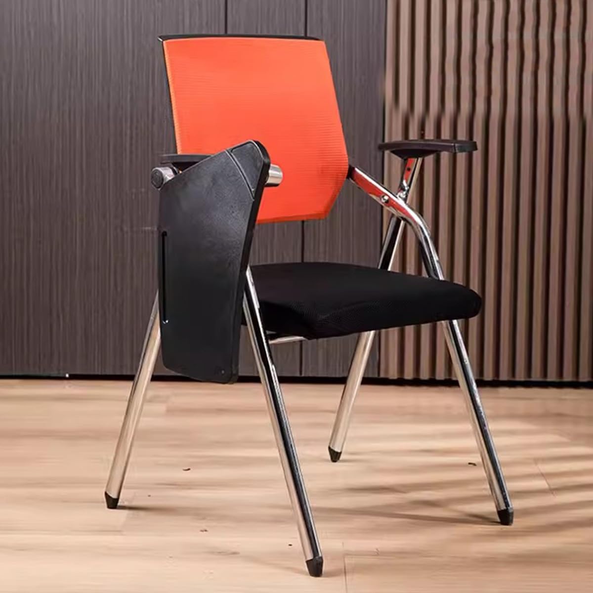 Orange Mesh Folding Stackable Chair with Writing Board R150