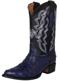 Blue Ostrich Quill Print Leather Western Cowboy Boots T2069