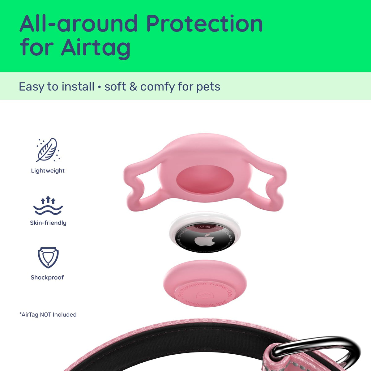 Pink IP68 Waterproof Dog Collar L1935