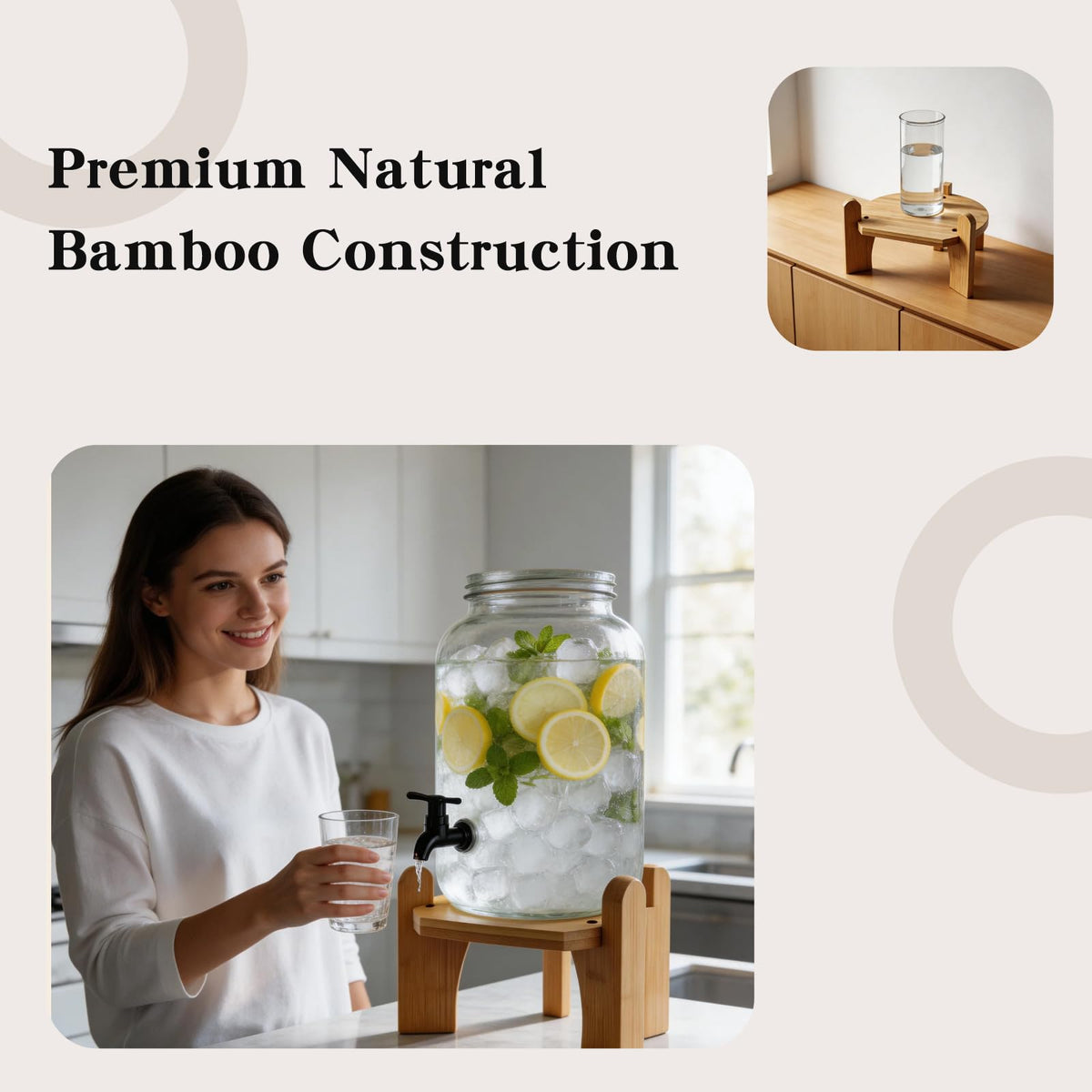 Beverage Dispenser with Bamboo Stand Z804994