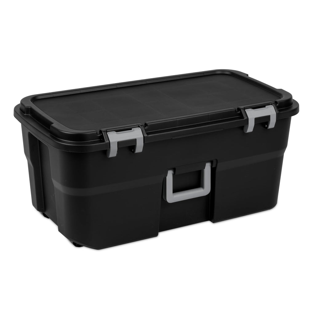 Black 22Gal Wheeled Lockable Storage Footlocker W8478
