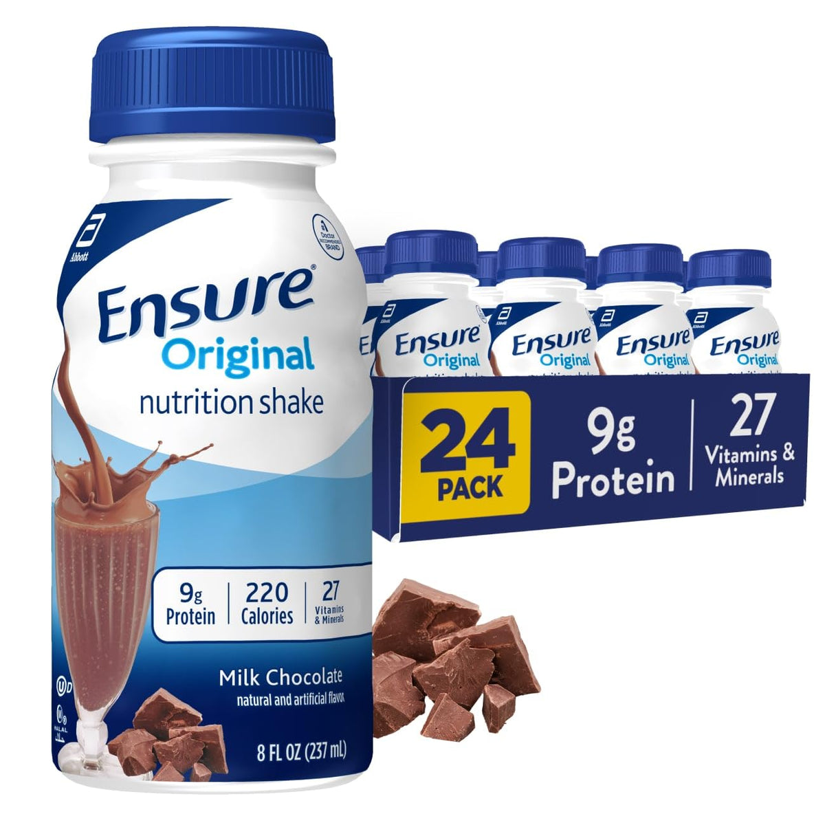 Original Nutrition Shake 9 grams Protein Milk Chocolate 8 fl oz 24 Count C55216