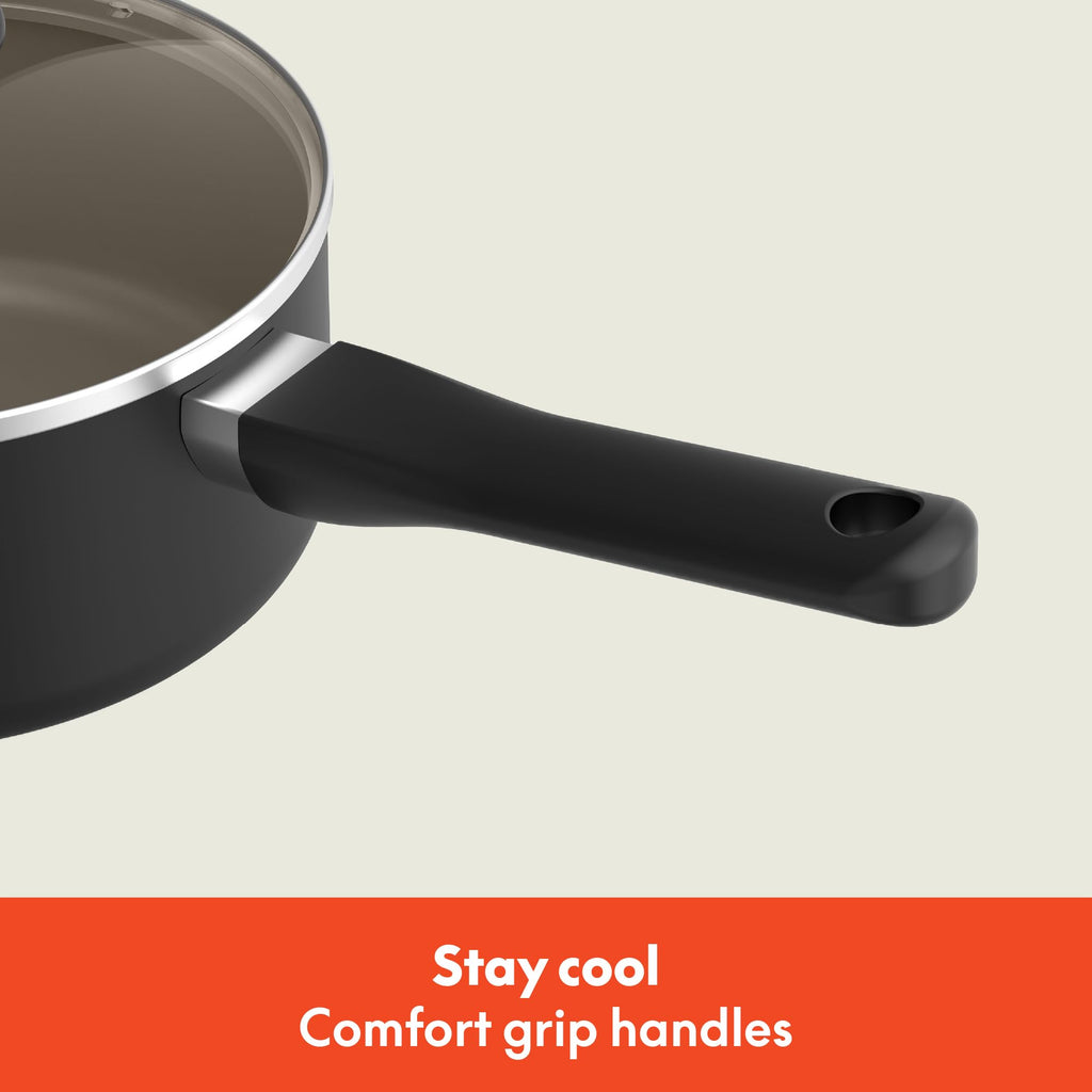 12 Piece Ceramic Nonstick Cookware Set Black I594