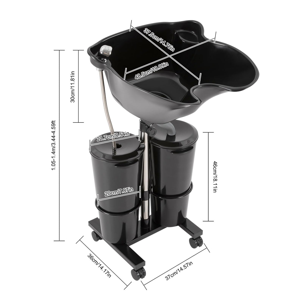 Portable Shampoo Sink with Electric Pump and Adjustable Height D32951