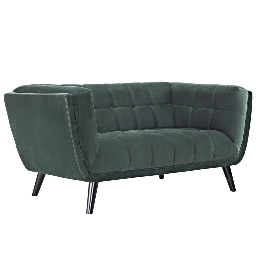 Green Velvet Button-Tufted Loveseat S795