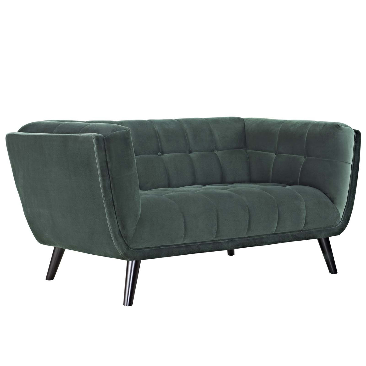 Green Velvet Button-Tufted Loveseat S795
