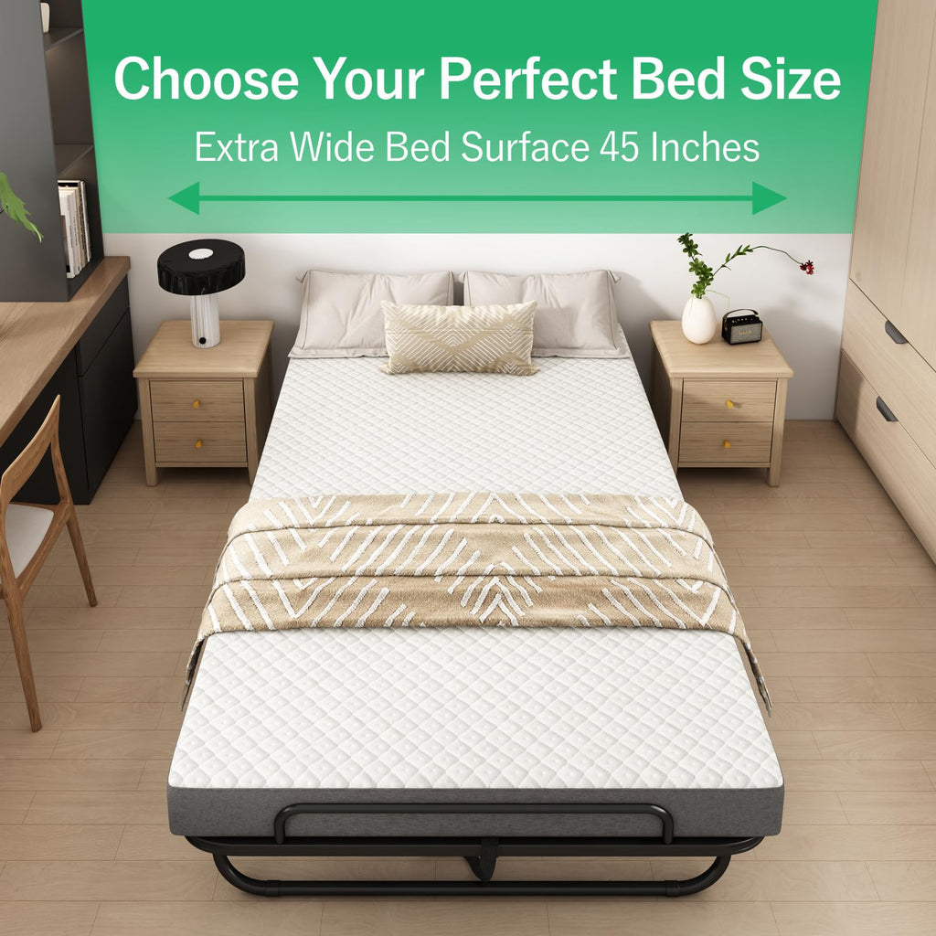 Folding Twin XL Size Bed with Memory Foam Mattress R41701
