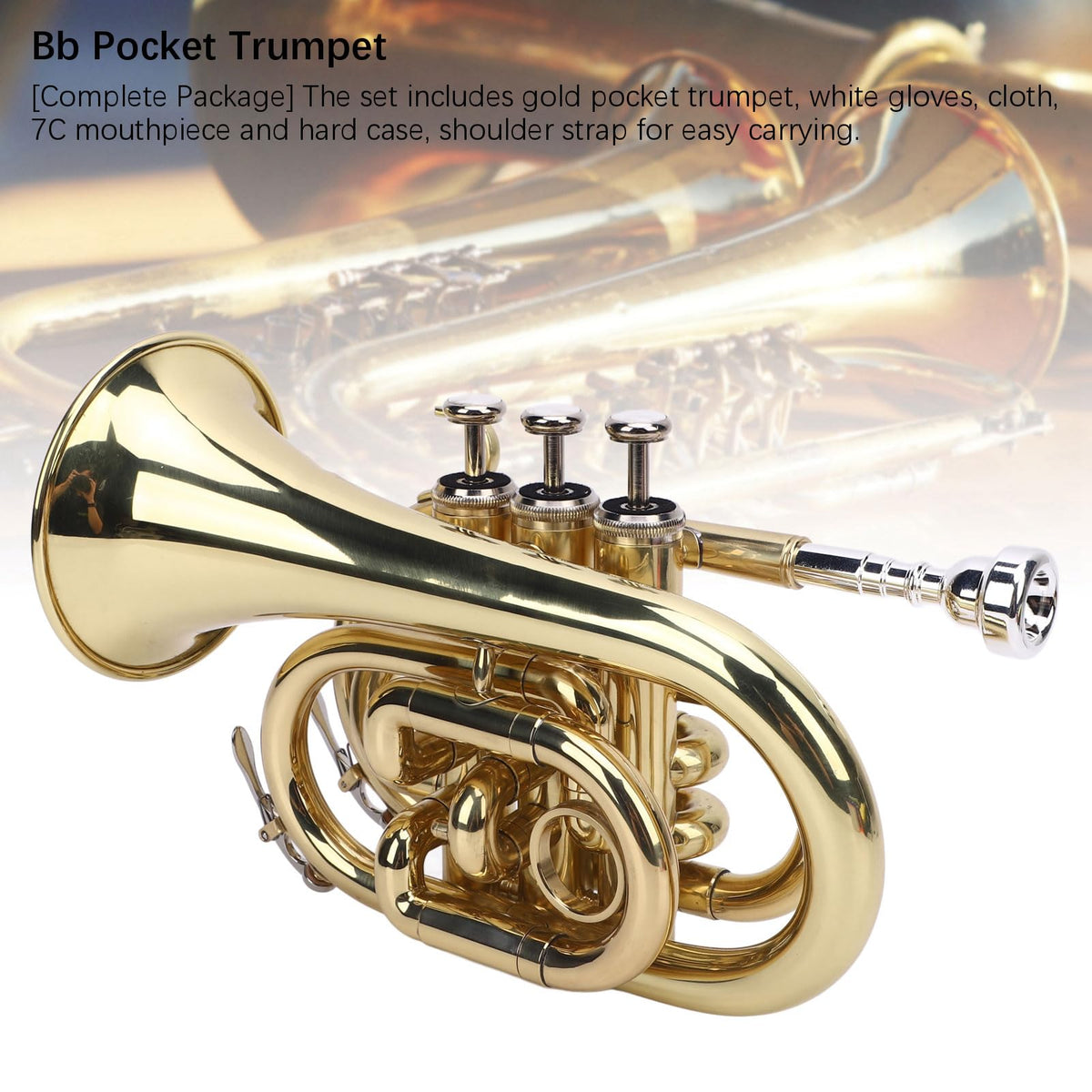 Bb Pocket Trumpet, Ni Plated Brass with 7C Mouthpiece Z59585