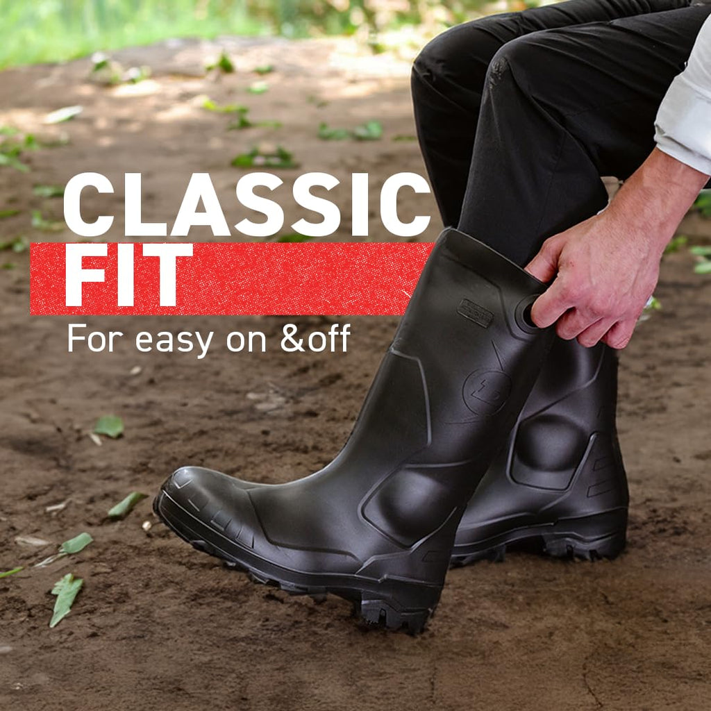 Black PVC Waterproof Steel Toe Rubber Boots B61659