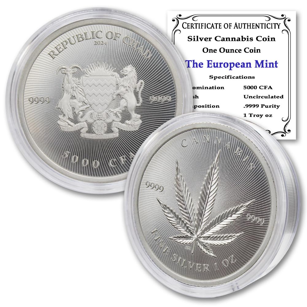 1 oz Silver Cannabis Coin Brilliant Uncirculated in Capsule B561528