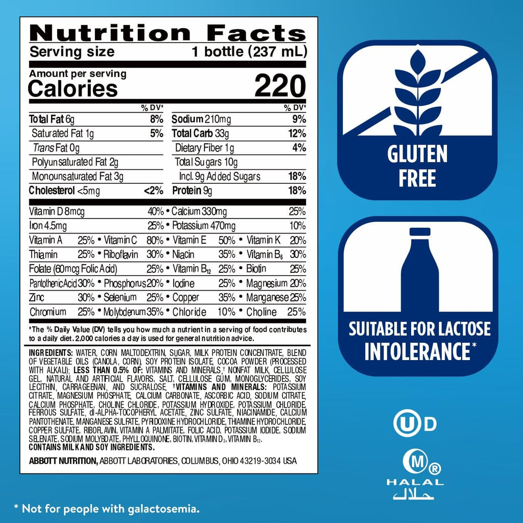 Original Nutrition Shake 9 grams Protein Milk Chocolate 8 fl oz 24 Count C55216