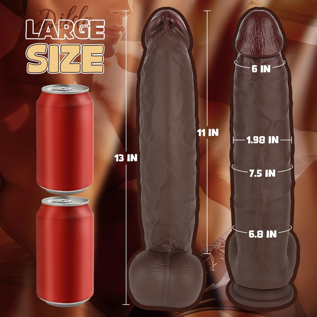 13 Inch Black Silicone Dildo with Suction Cup D751