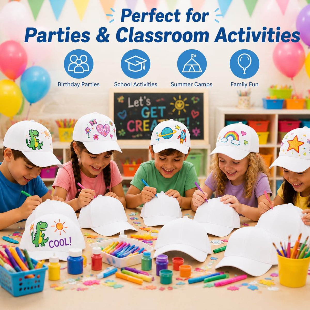 30 Pcs DIY Kids Baseball Caps Hats S1470