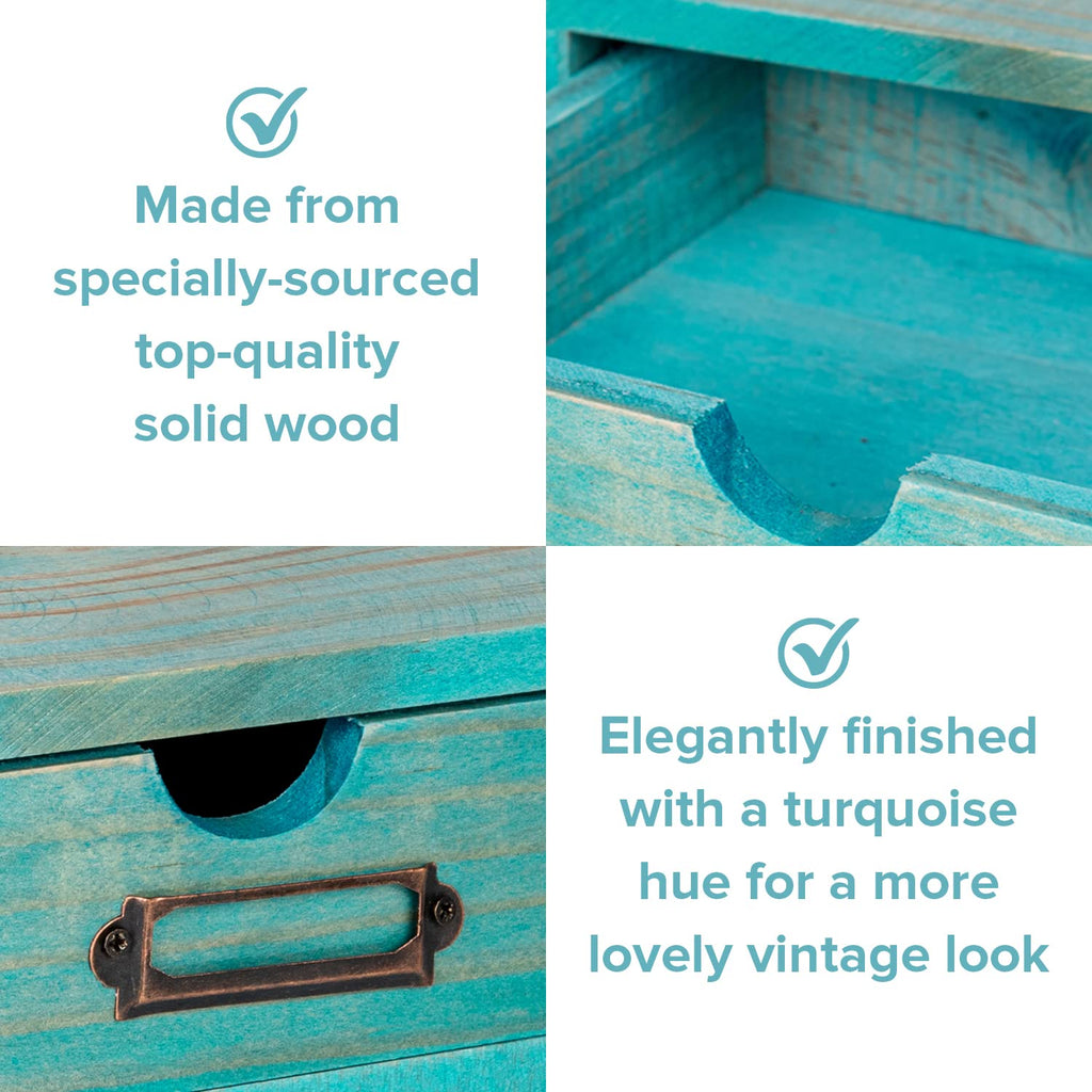 Turquoise Single Drawer Wooden Organizer M592