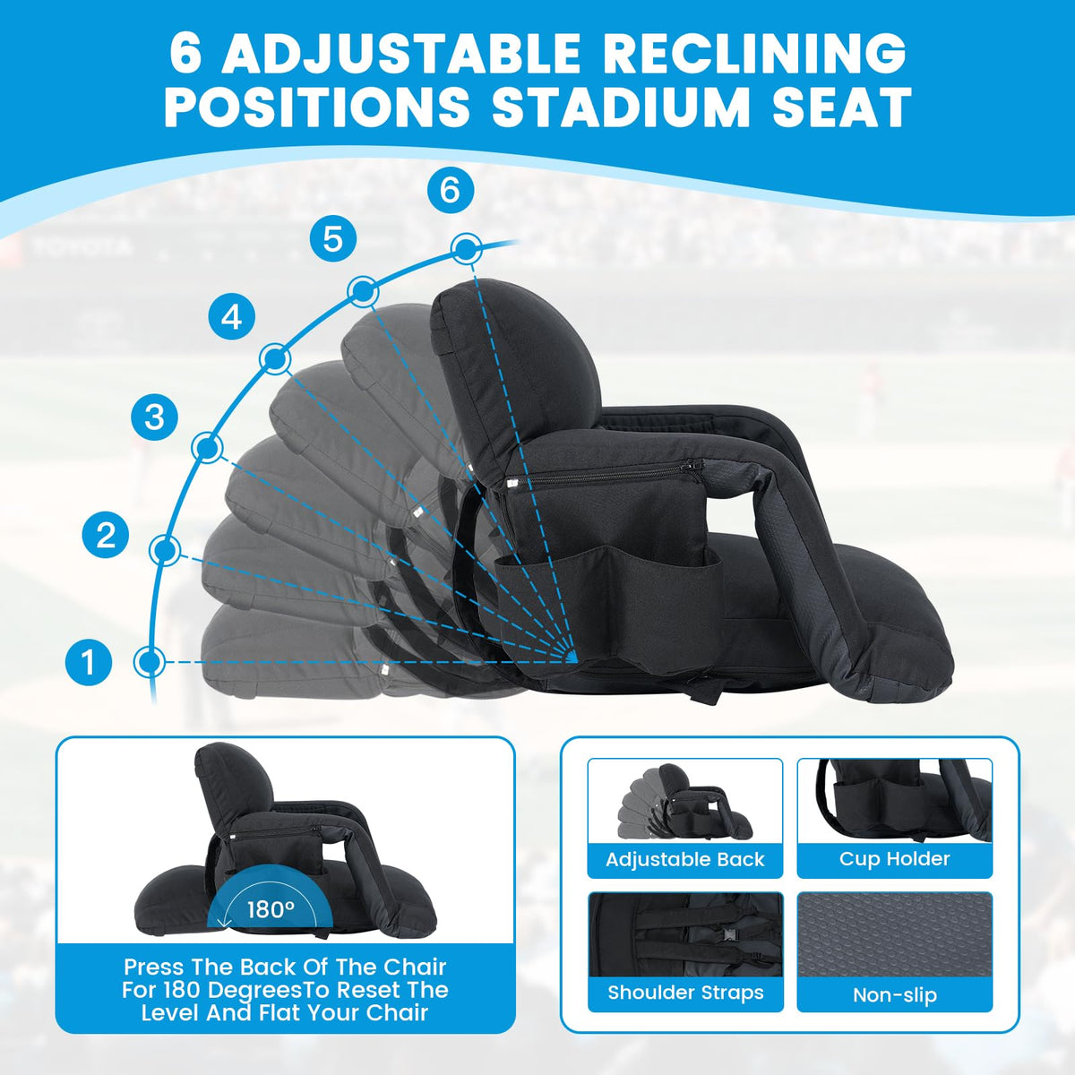 4.7" Extra Thick Stadium Seats for Bleachers with Back Support N9239